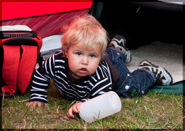 Axel playing in the tent